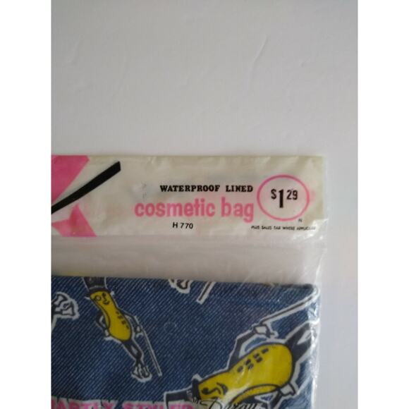 Mr Peanut Cosmetic Bag Blue Fabric Zipper Duray Planters Peanuts 1970s SEALED - Picture 6 of 10